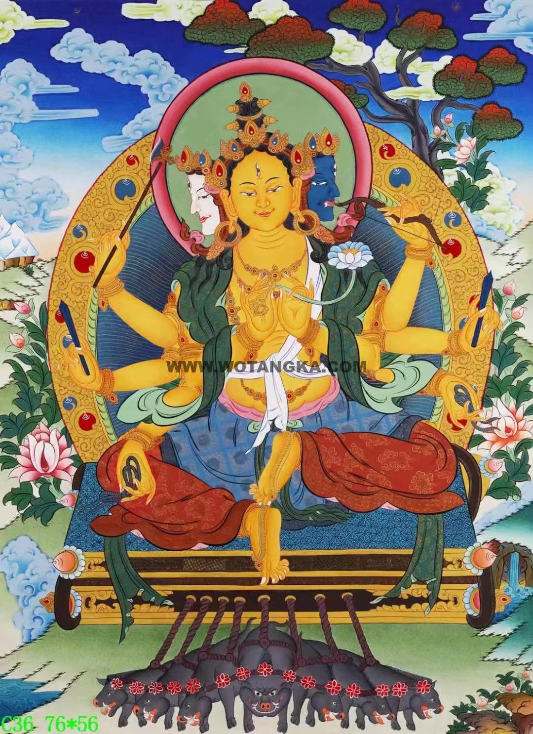 编号138-273263：彩绘唐卡-光明佛母·摩利支天（76*56CM左右）