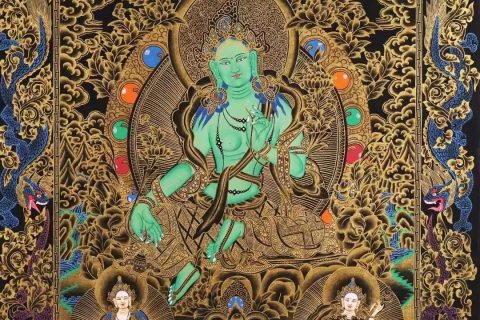 编号138-295151：黑金唐卡-绿度母（88*62CM左右）