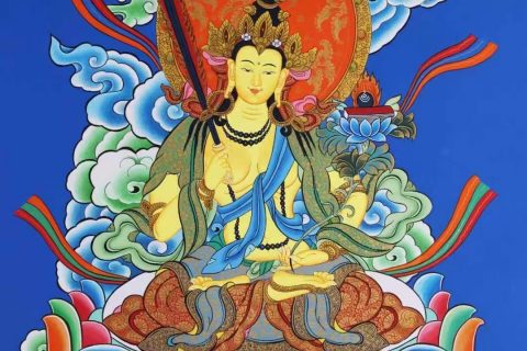 编号138-321191：彩绘唐卡-白文殊菩萨（60*45CM左右）