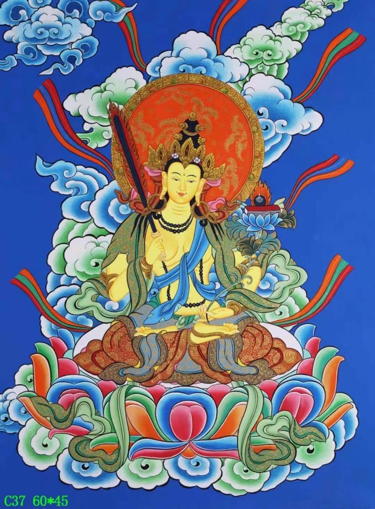 编号138-321191：彩绘唐卡-白文殊菩萨（60*45CM左右）