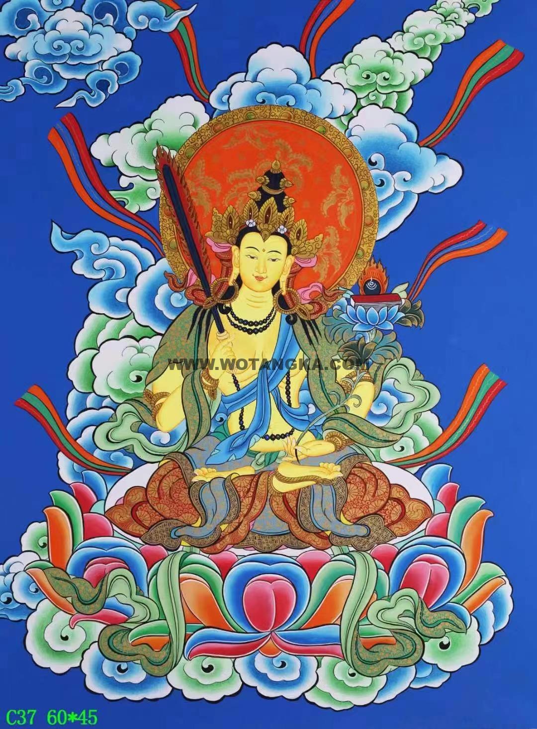 编号138-321191:彩绘唐卡-白文殊菩萨(60*45CM左右)