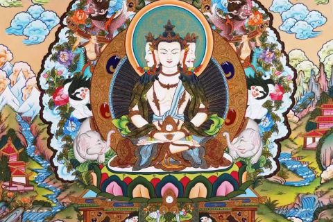 编号138-395976：彩绘唐卡-四面大日如来（88*63CM左右）