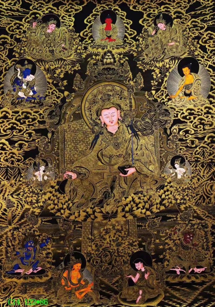 编号138-416750：黑金唐卡-莲花生大士·莲师八变（122*86CM左右）