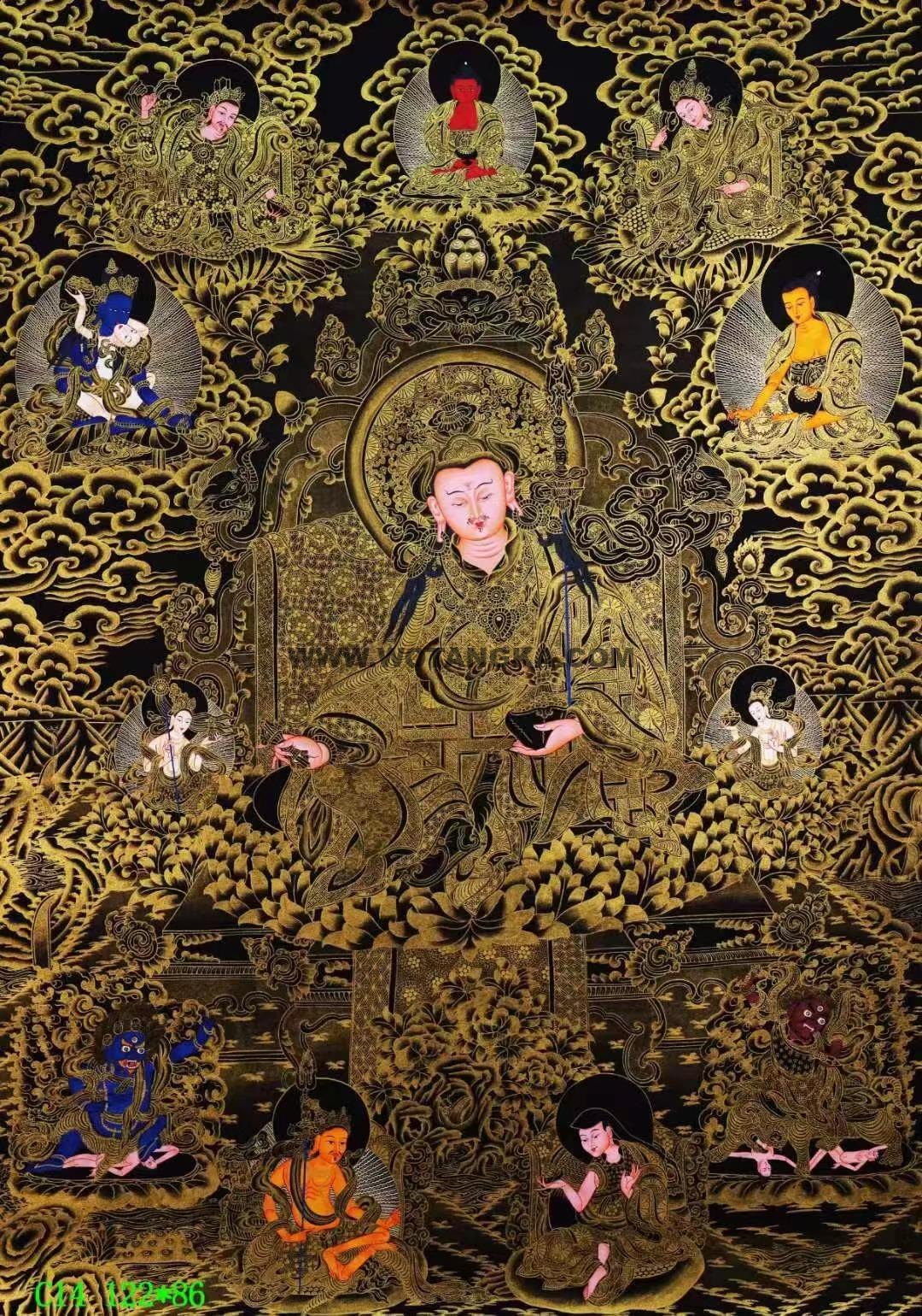 编号138-416750:黑金唐卡-莲花生大士·莲师八变(122*86CM左右)