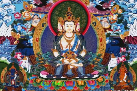 编号138-428418：彩绘唐卡-四面大日如来（75*55CM左右）