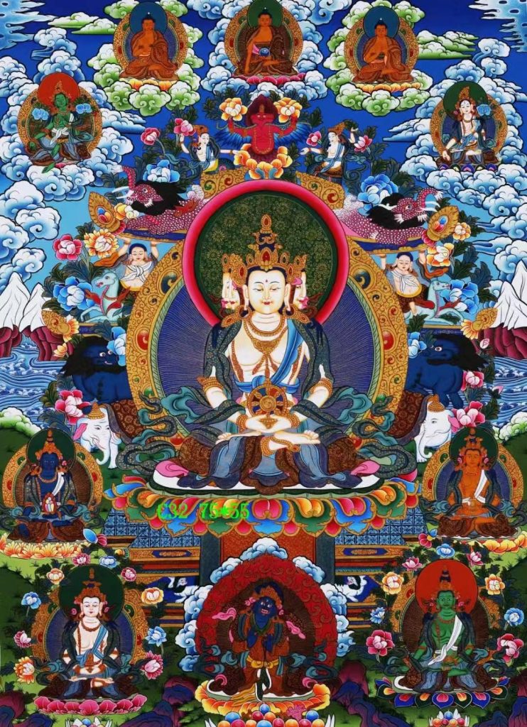 编号138-428418：彩绘唐卡-四面大日如来（75*55CM左右）
