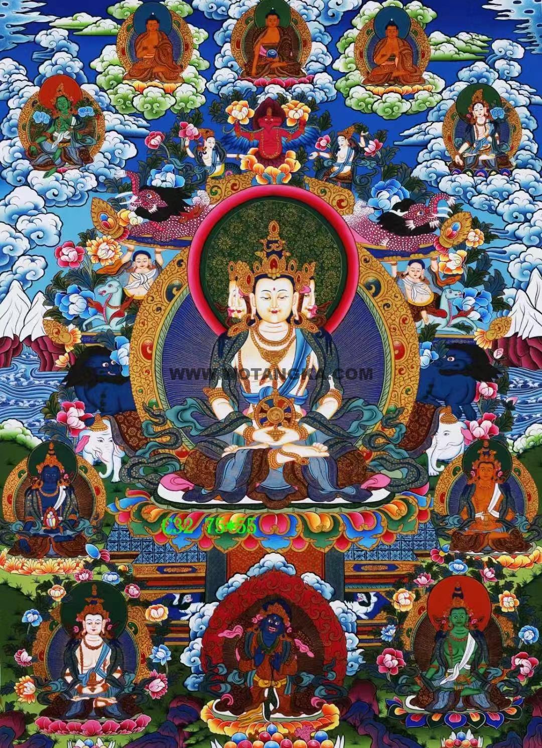 编号138-428418:彩绘唐卡-四面大日如来(75*55CM左右)