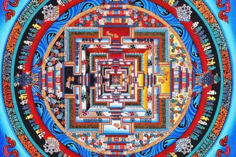 编号138-514384：彩绘唐卡-时轮金刚坛城（30*30CM左右）