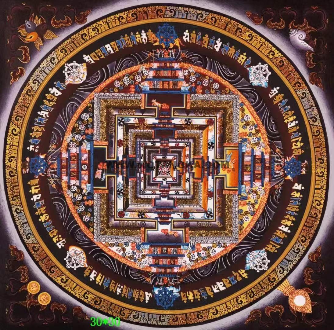 编号138-543935：彩绘唐卡-时轮金刚坛城（30*30CM左右）