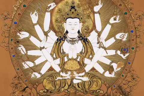 编号138-560524：红金唐卡-准提佛母（76*54CM左右）