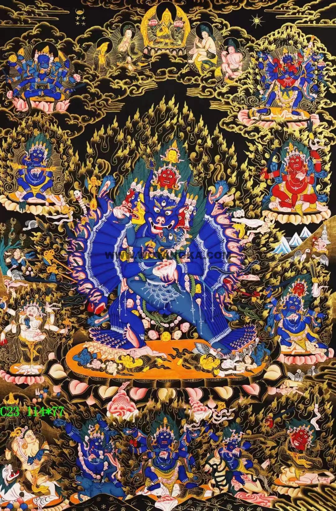 编号138-576593：黑金唐卡-大威德金刚（114*77CM左右）