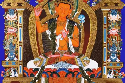 编号138-583363：彩绘唐卡-文殊菩萨（76*55CM左右）