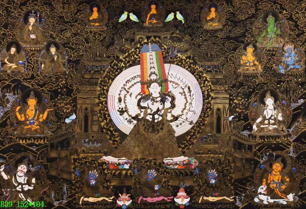 编号138-618242：黑金唐卡-大白伞盖佛母（104*152CM左右）