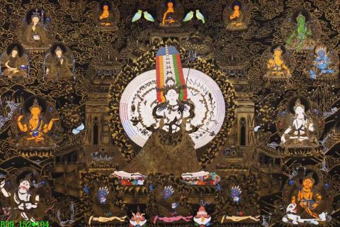 编号138-618242：黑金唐卡-大白伞盖佛母（104*152CM左右）