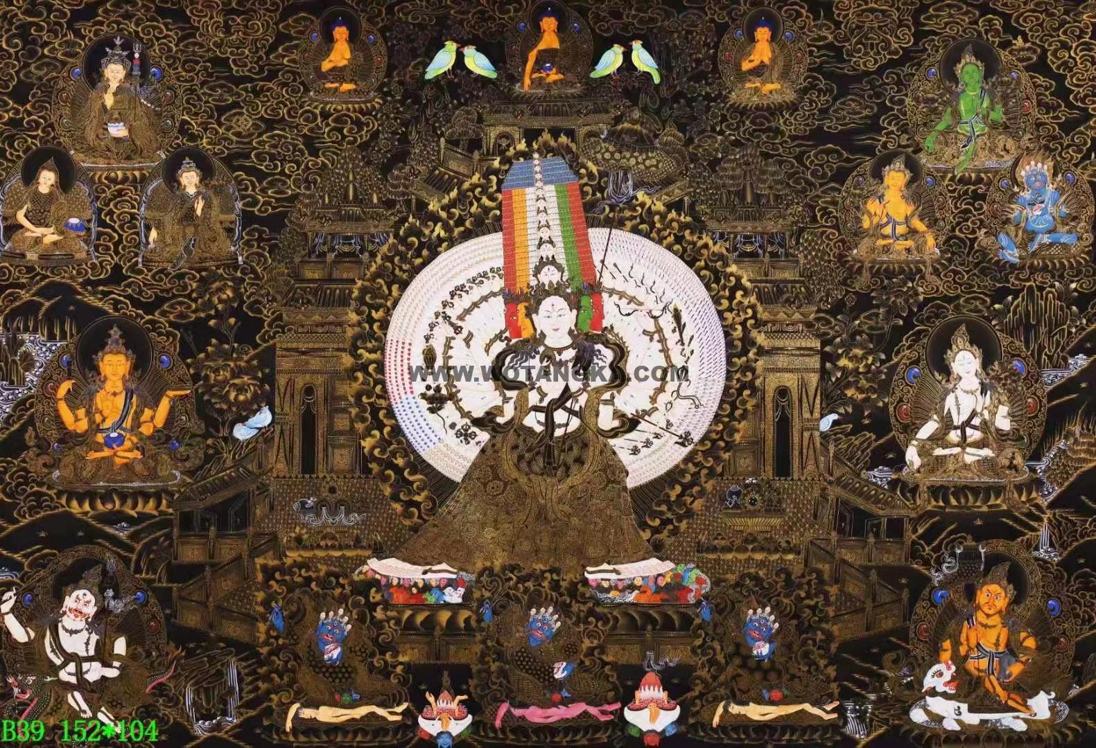 编号138-618242：黑金唐卡-大白伞盖佛母（104*152CM左右）