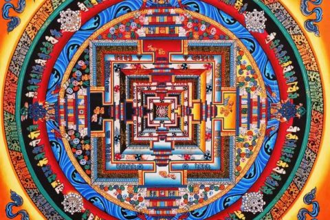 编号138-619662：彩绘唐卡-时轮金刚坛城（30*30CM左右）
