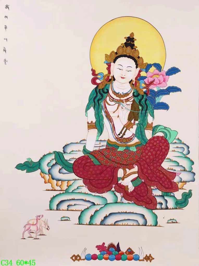 编号138-641008：彩绘唐卡-静息观音（60*45CM左右）