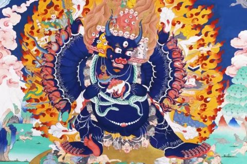 编号138-710508：彩绘唐卡-大威德金刚（100*72CM左右）