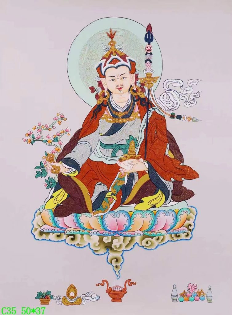 编号138-761706：彩绘唐卡-莲花生大士（50*37CM左右）