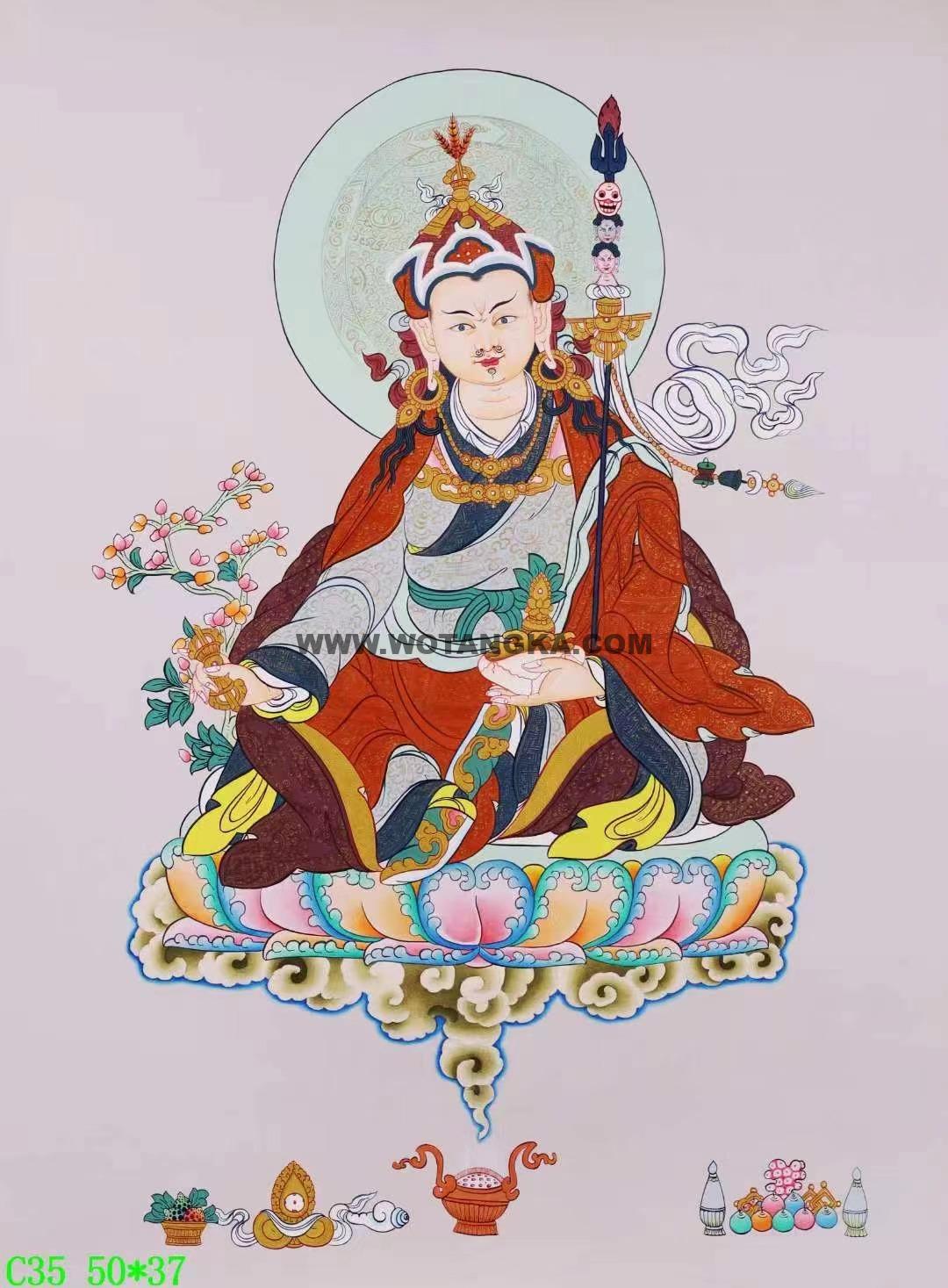 编号138-761706:彩绘唐卡-莲花生大士(50*37CM左右)