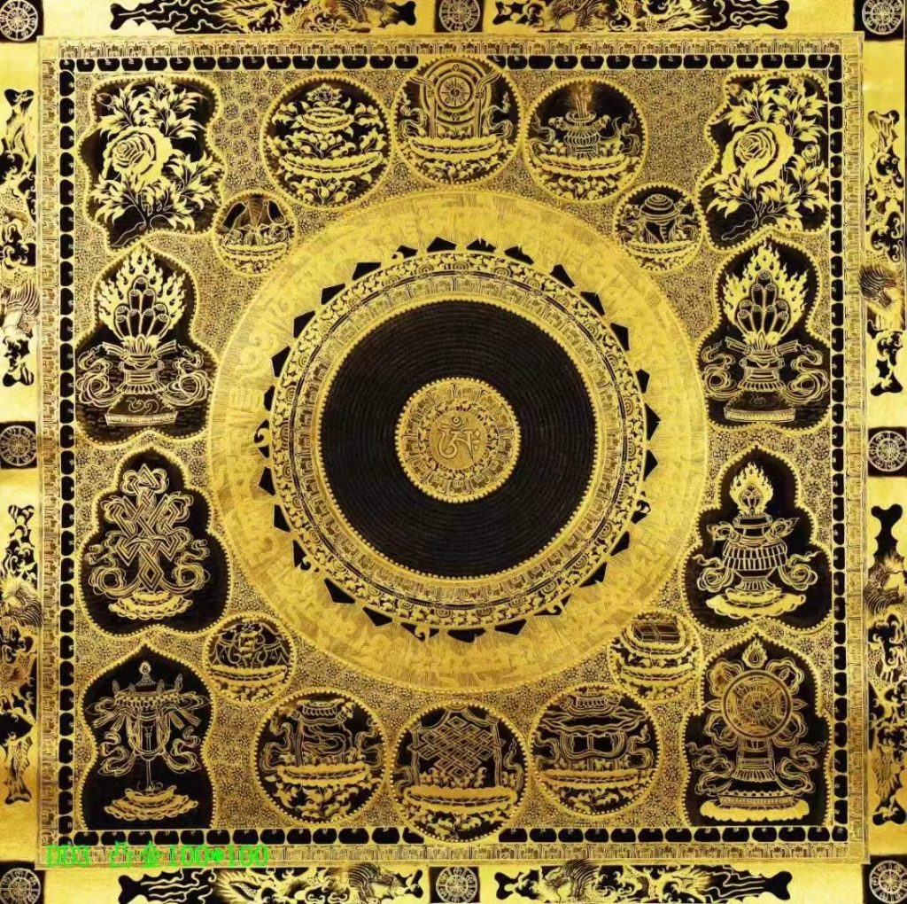 编号138-774539：黑金唐卡-吉祥八宝坛城（100*100CM左右）
