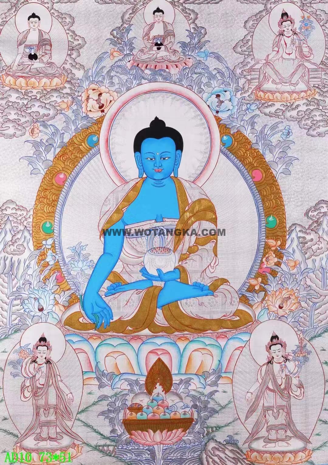 编号138-805425：白银唐卡-药师佛（73*51CM左右）