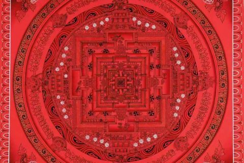 编号138-811388：红金唐卡-时轮金刚坛城（50*50CM左右）