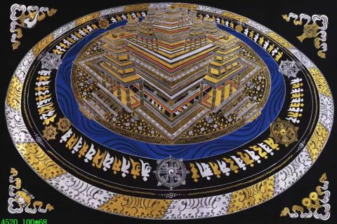 编号138-813673：黑金唐卡-立体时轮金刚坛城（100*68CM左右）
