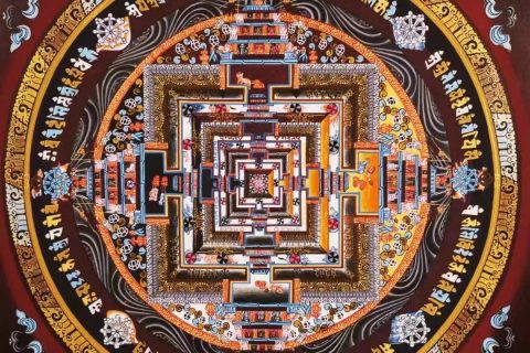 编号138-927190：彩绘唐卡-时轮金刚坛城（30*30CM左右）