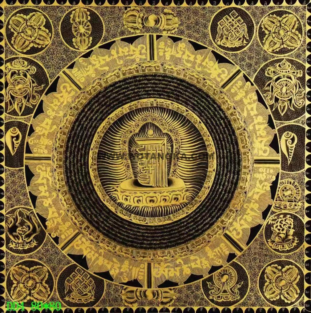 编号138-975331:黑金唐卡-十相自在坛城(80*80CM左右)