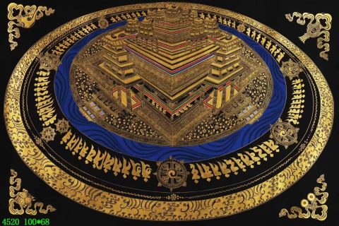 编号138-999689：黑金唐卡-立体时轮金刚坛城（100*68CM左右）