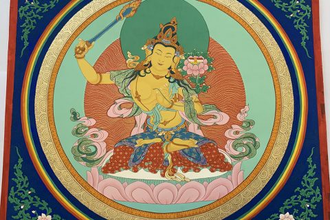 编号188-254621：彩绘唐卡-文殊菩萨（50*50CM左右）