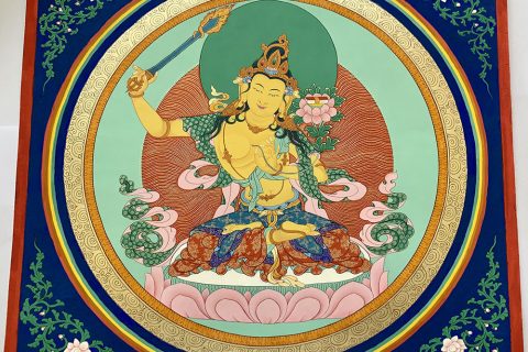 编号188-331939：彩绘唐卡-文殊菩萨（50*50CM左右）