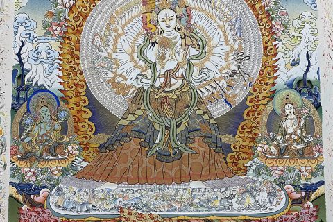 编号188-468814：彩绘唐卡-大白伞盖佛母（100*70CM左右）