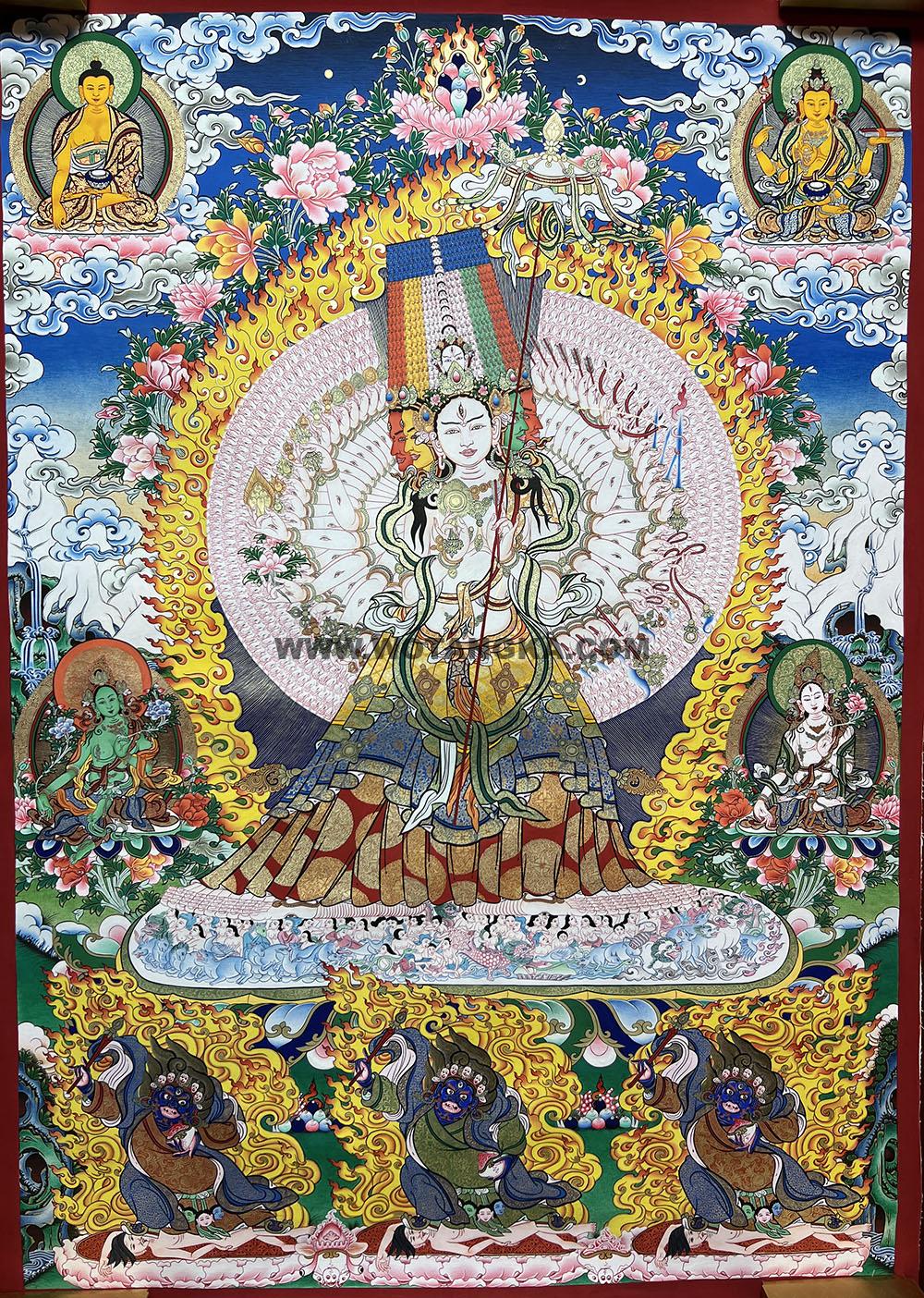 热贡-东智加·画院：彩绘唐卡-大白伞盖佛母（100*70CM左右）