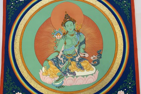 编号188-527999：彩绘唐卡-绿度母（50*50CM左右）