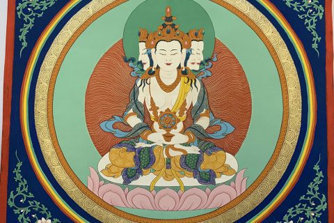 编号188-577908：彩绘唐卡-四面大日如来（50*50CM左右）