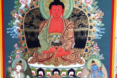编号188-592599：彩绘唐卡-阿弥陀佛（80*60CM左右）
