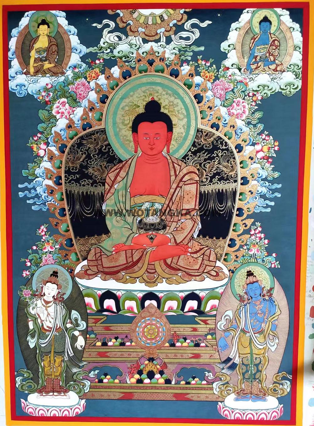 热贡-东智加·画院：彩绘唐卡-阿弥陀佛（80*60CM左右）