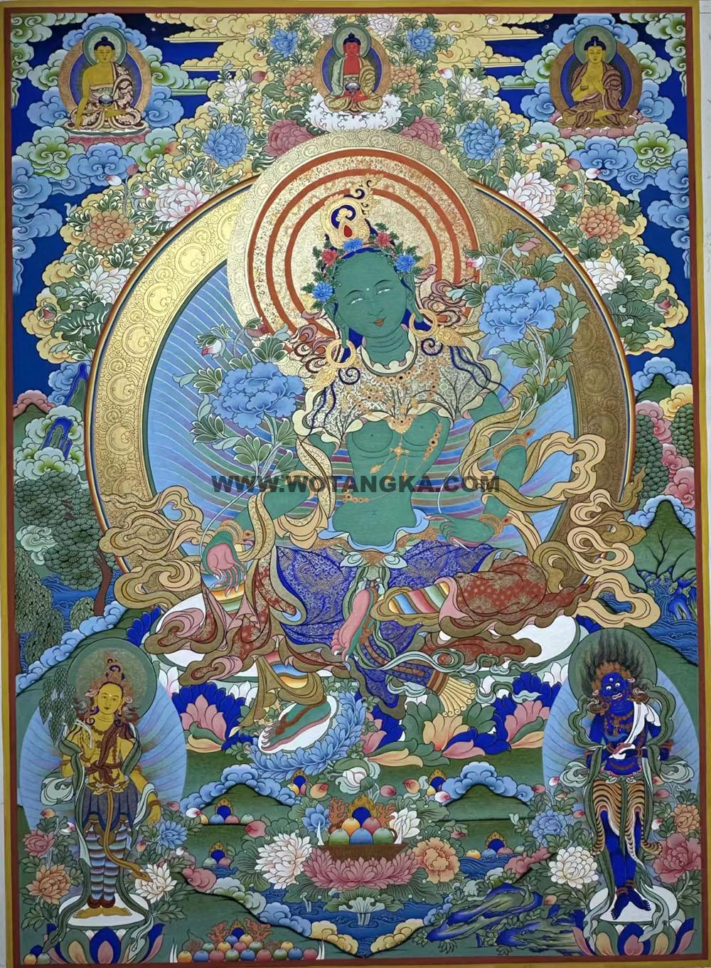 热贡-东智加·画院：彩绘唐卡-绿度母（80*60CM左右）