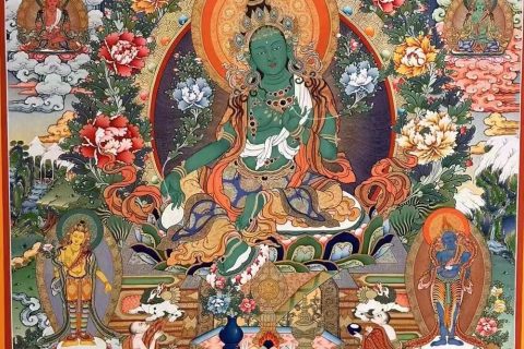 编号188-687211：彩绘唐卡-绿度母（100*70CM左右）