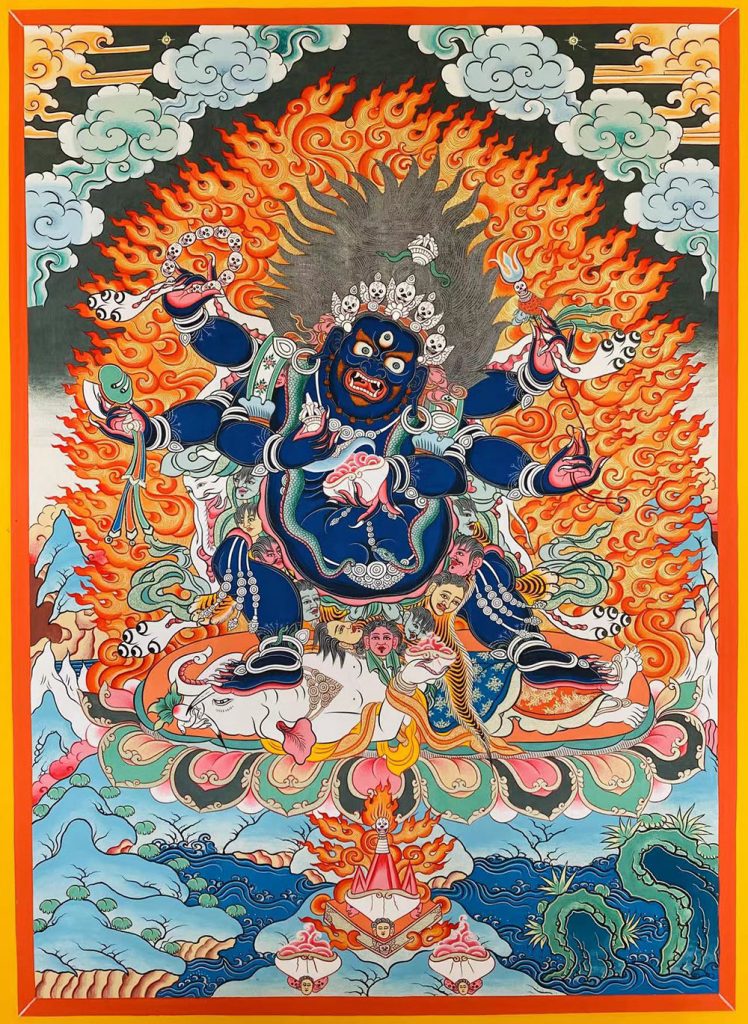 编号188-710145：彩绘唐卡-六臂玛哈嘎拉（60*45CM左右）