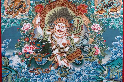 编号188-742365：彩绘唐卡-白财神·五方财神（100*70CM左右）