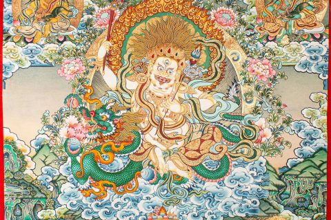 编号188-759147：彩绘唐卡-白财神·五方财神（100*70CM左右）