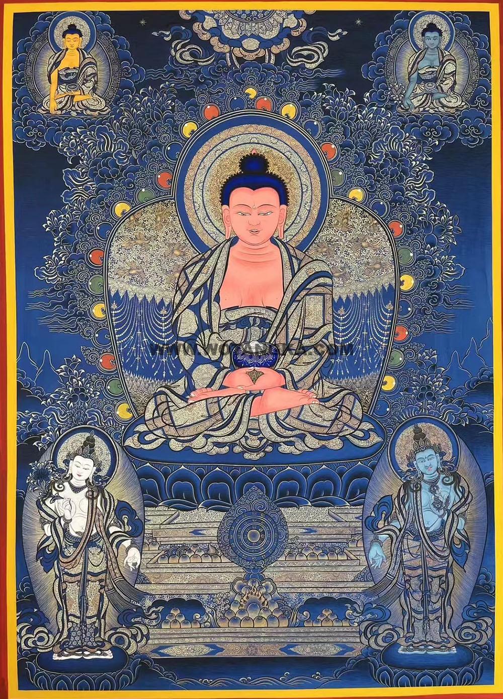 热贡-东智加·画院：蓝金唐卡-阿弥陀佛（80*60CM左右）