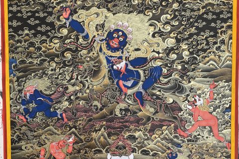 编号188-829708：黑金唐卡-吉祥天母（100*70CM左右）