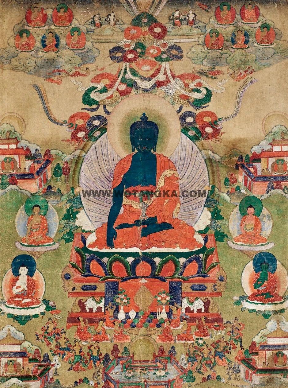 沃唐卡编号AC63587:阿閦佛东方妙喜国土