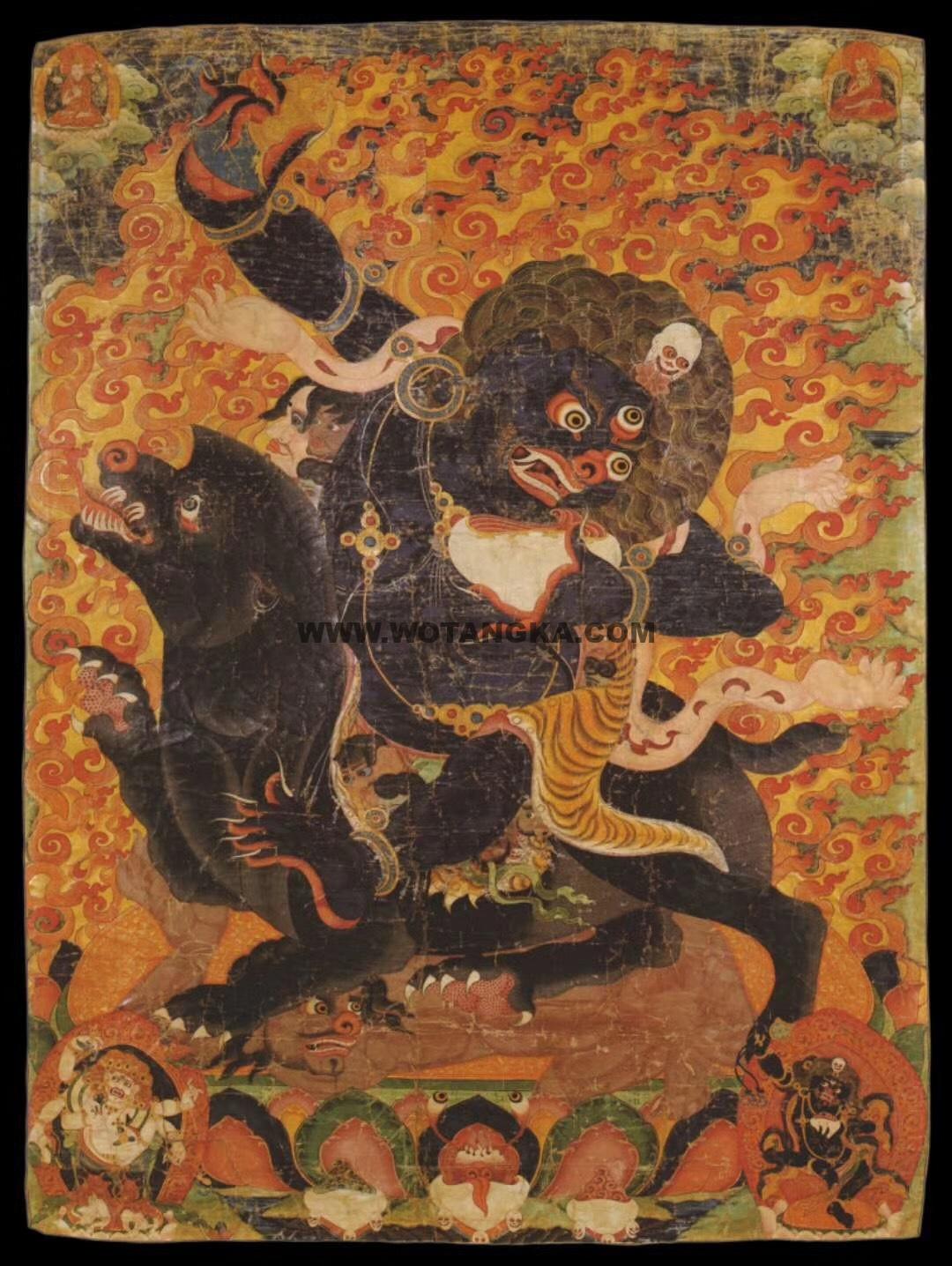 沃唐卡编号AC93397:骑疯熊大黑天·切扎巴拉