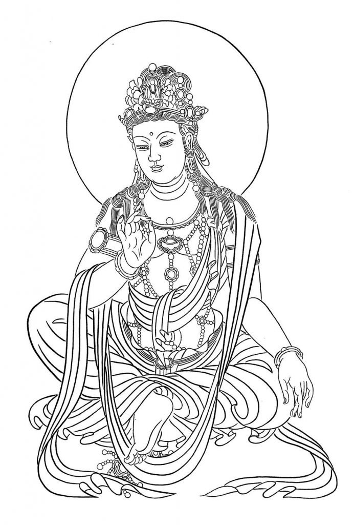 沃唐卡-唐卡白描线稿编号RD63377：说法观音