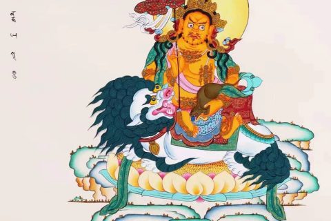 编号138-120039：彩绘唐卡-财宝天王（60*45CM左右）